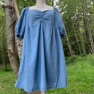 H&M babydoll dress blue denim L NEW